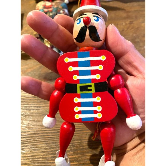 Vintage German Wooden Jumping Jack Ornament Puppets Man Woman Girl Pull String - Picture 5 of 5